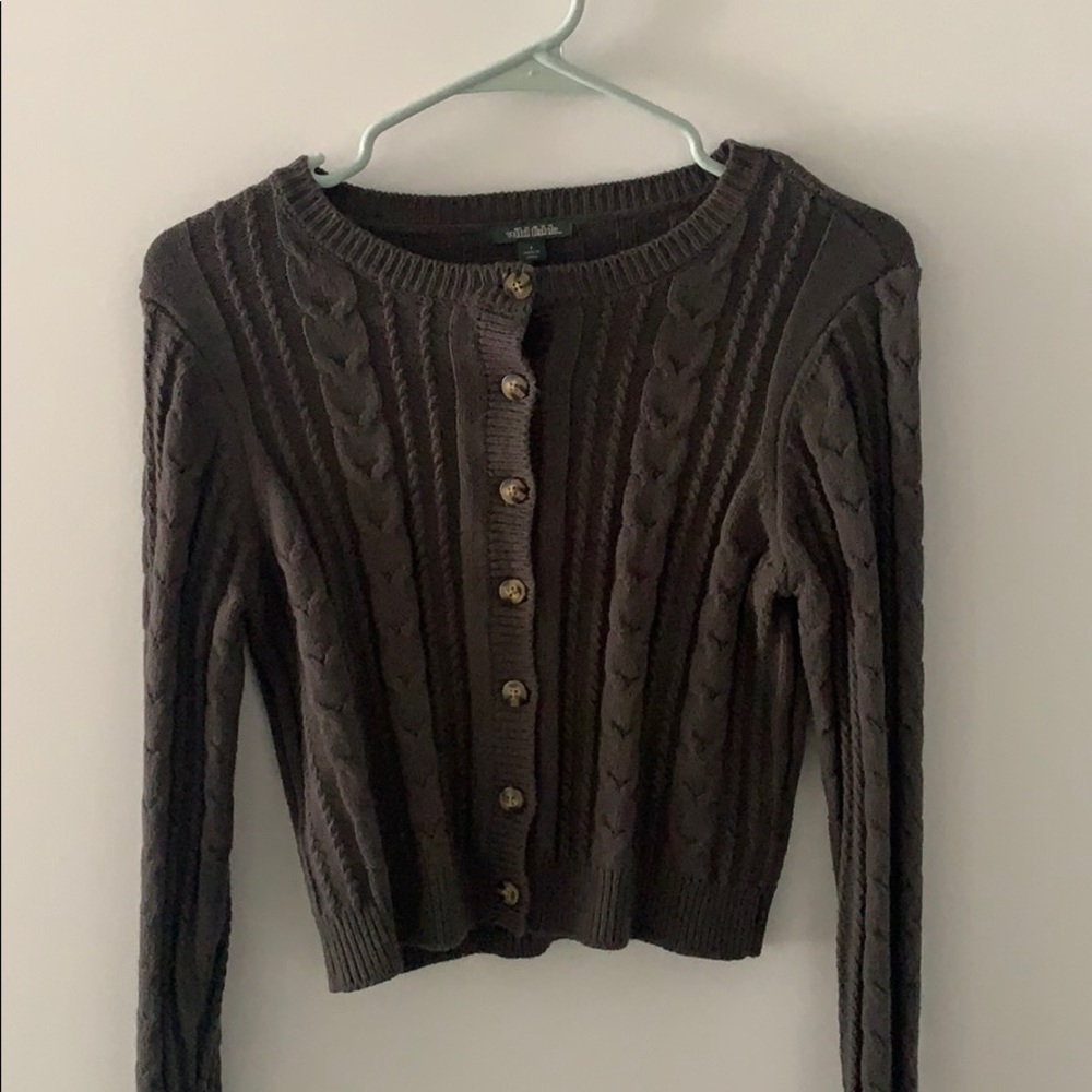 Green Cropped Cable knit Sweater